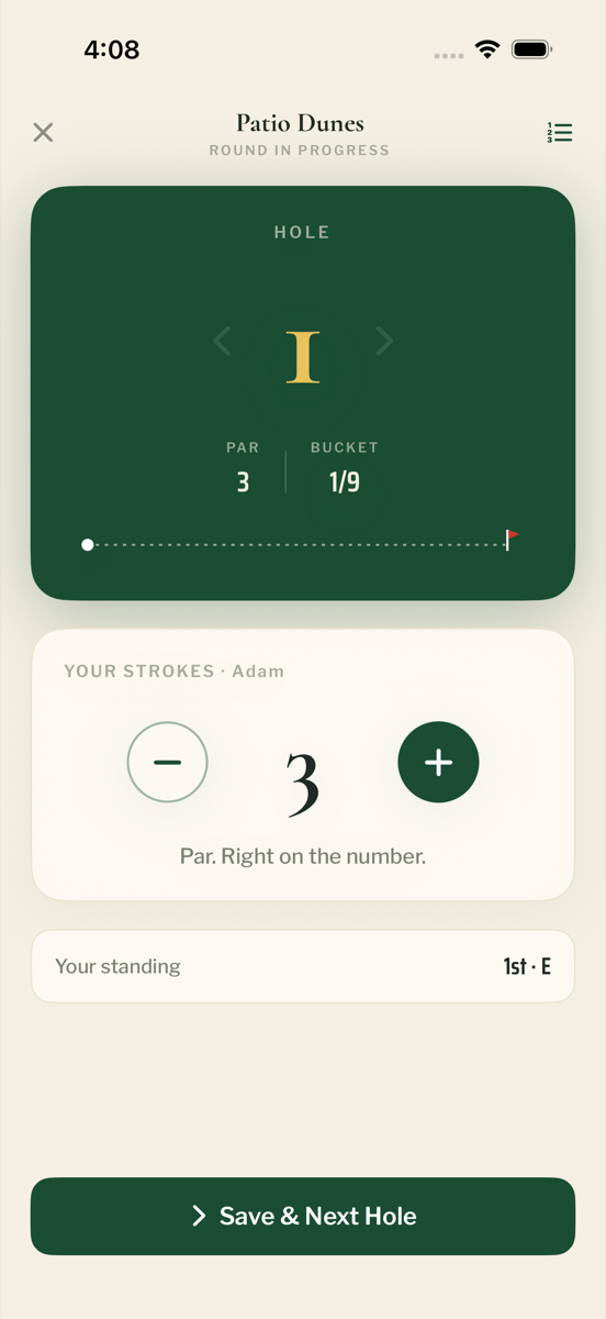 Score hole-by-hole